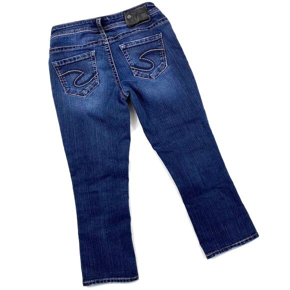 Silver Aiko Capri Jeans Kick Flare Denim Crop Dark Blue 5 Pocket Womens Sz 25 - Picture 2 of 11